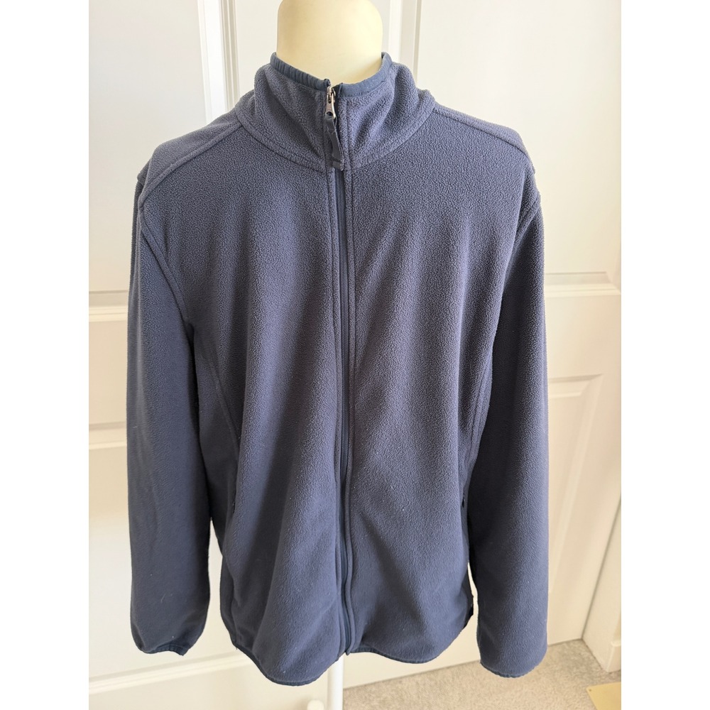LL Bean Mens XL Petite Navy Blue Full Zip Fleece Jacket Cabincore Gorpcore